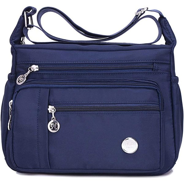 Kvinnors axelhandväska Rymlig väska med flera fickor Crossbody-väska för dam Mode-tote-blå