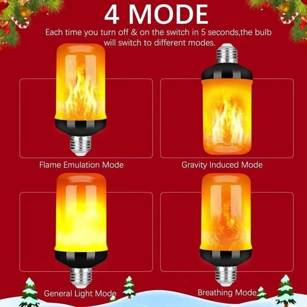 E27 LED-lamppu liekkiefektillä - 4 tilaa - 5W - Lämmin valo (DB)