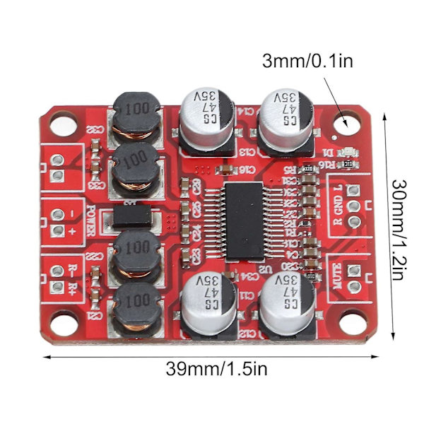 1 st Power Amplifier Board, Tpa3110 2x15w Hög Effekt Dubbel Kanal Digital Stereo Modul För Hemljudsystem, 30 X 39mm