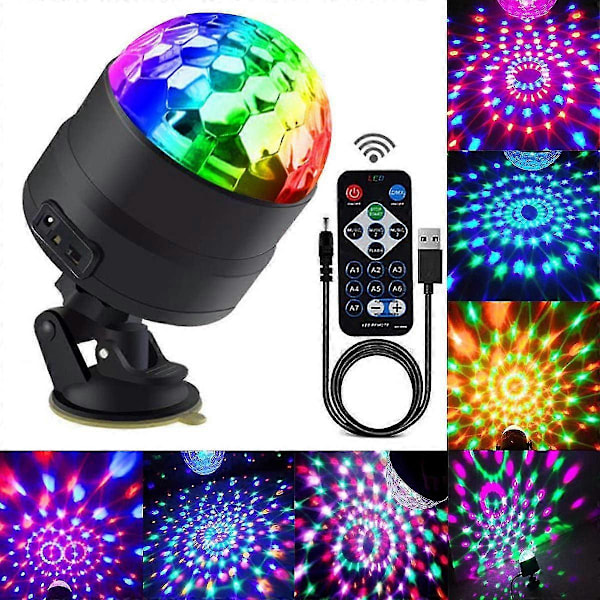 Discokule Partylys Bærbare Roterende Lys Lydaktivert LED Strobe Lys 7 Farger Med Fjernkontroll Og USB-Plugg For Bil Hjem Rom Fest db