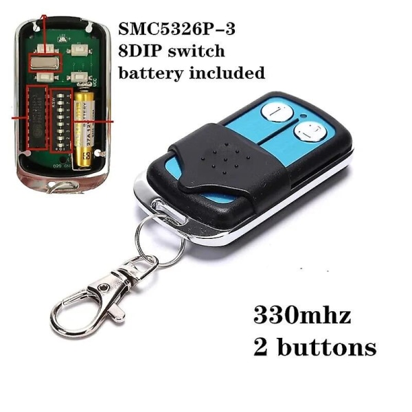 8 Dip-bryter 433Mhz 330mhz Smart Copy Fjernkontroll Fast Kode 2 CH Duplikator For Port Garasjeportåpner eller Alarmsystem DB 433mhz-2 button