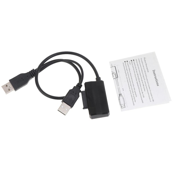 Usb 2.0 til 6+7 13pin Slim-Sata-kabel med ekstern Usb2.0-strømforsyning [DB]