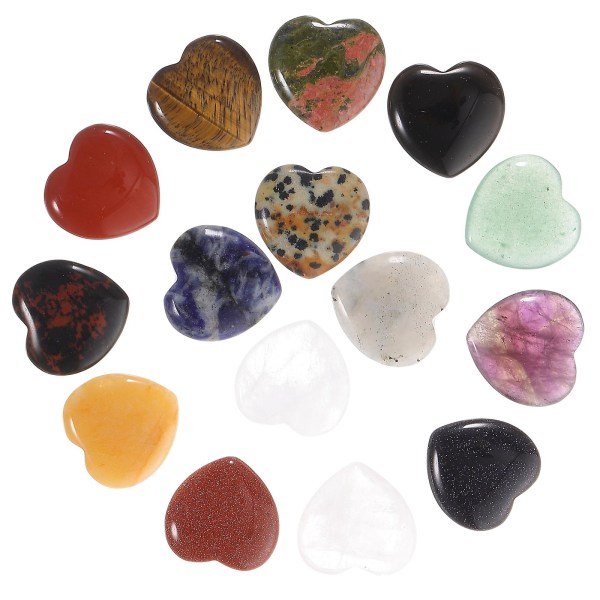 15 kpl Kivisydämet Luonnonkristallikoristeet Sydämenmuotoiset kivikoristeet Sydänkristalleja (sekoitetut tyylit)