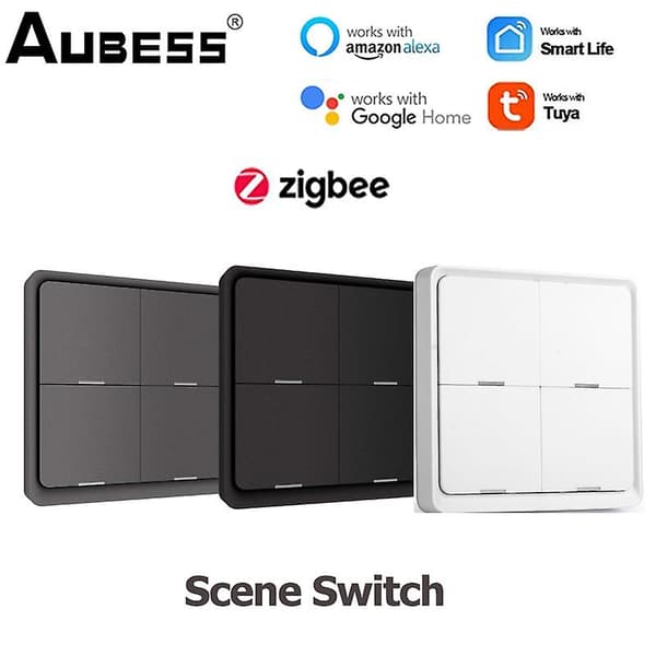 Zigbee 4-knapps trykknappbryter Tuya 12-scenebryterkontroller Hjemmeautomatisering Smartbryter for Tuya Smart Life Control  [dB} ZigBee Remote
