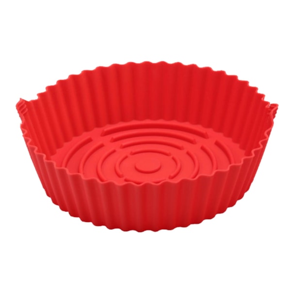 Rund gjenbrukbar non-stick høy temperaturbestandig luftfrityrforing enkel å rengjøre rillet design silikon luftfrityrgryte for kantine Red 19cm