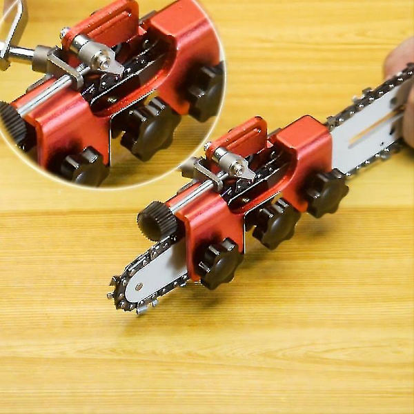 Kædesavssliber, bærbar kædesavskædesliber træbearbejdning slibeskive elektrisk kædesavssliber værktøj  [dB} Red and 3 Head