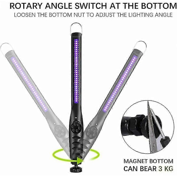 UV-sterilisator UV-desinfeksjonslampe USB-lader innebygd batteri Oppladbar Bærbar UVC-lampe Sterilisering Ultrafiolett bakteriedrepende [DB]