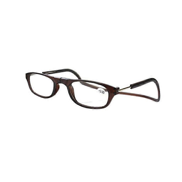 Hängande Vikbara Magnetiska Läsglasögon Frontanslutning Halsglasögon [DB] Black 4.0 strength