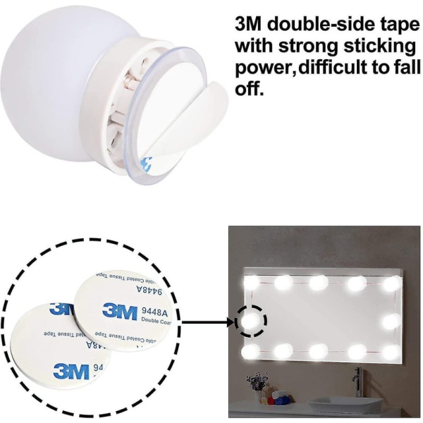 Led sminke lyssett - Hvit dimbar 10 lys [DB]
