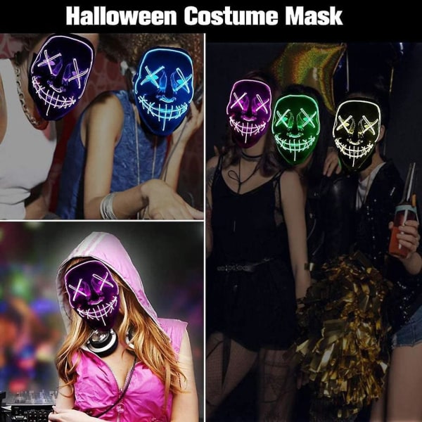 Halloween Mask LED Purge Mask Med 3 Flash-lägen För Dj-fest Karneval Karneval Maskerad Cosplay (isblå)