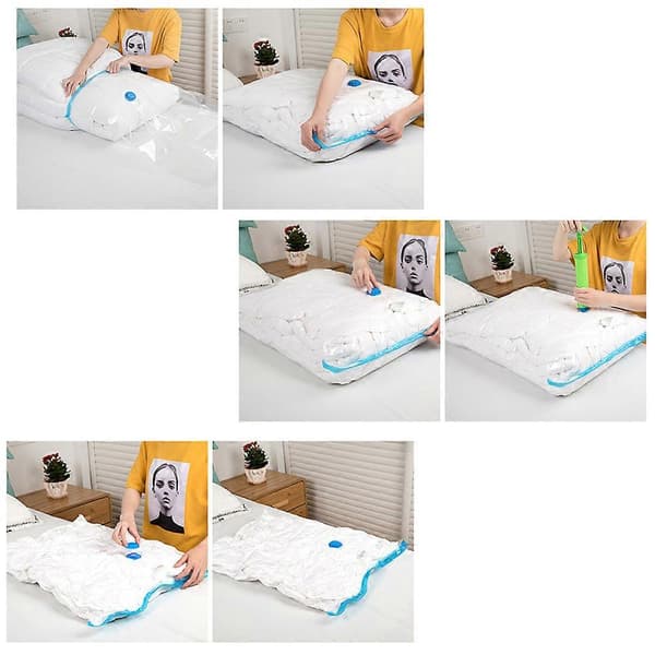 Lufttæt opbevaringspose Pladsbesparende Vandtæt til tøj puder 100x70cm Rektangulær stil 1 stk [DB]