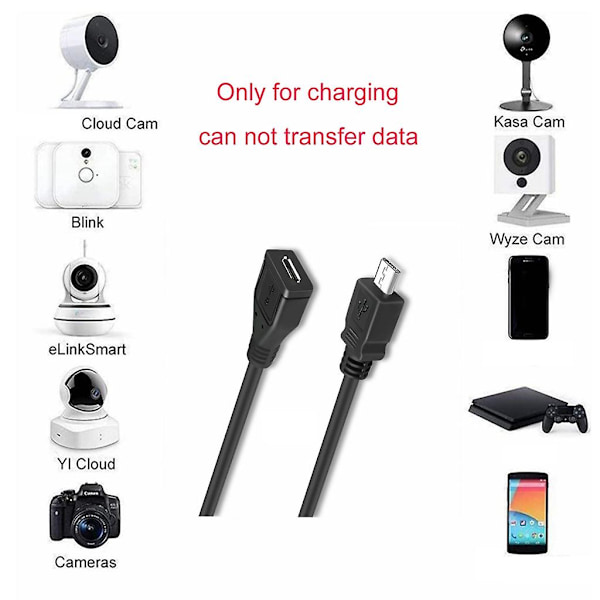 Micro USB Hane till Hona Kabel Fullständigt Ansluten Micro USB Förlängningssladd Förlängningsladdningssladd Endast Laddning [db] 600cm