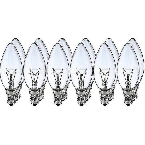 12x 40w E14 stearinlyslampe klar hvit klassisk glødepære [DB]