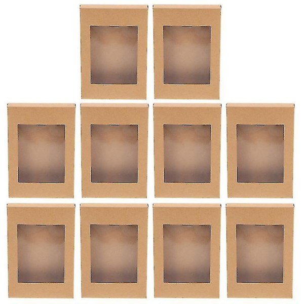 10 kpl Kraft-lahjarasiat Keksikakkulaatikot Käsityösäilytyslaatikot selkeällä ikkunalla