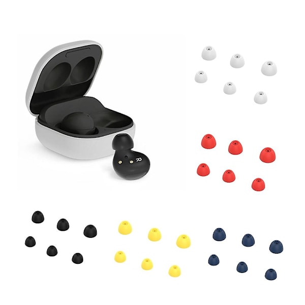 6 stk. udskiftningsørepropper i blødt silikone til Samsung Galaxy Buds2 DB Yellow Style A