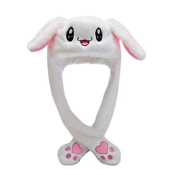 Plush-liikkuvat Bunny Ears -hattu söpöjä Kanin Hattuja Hauskoja Liikkuvia Korvia Hattu -NMAOV [DB] White