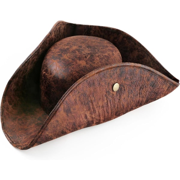 Piratmössa - Brun Distressed Faux Leather Vintage Wrinkle Hat