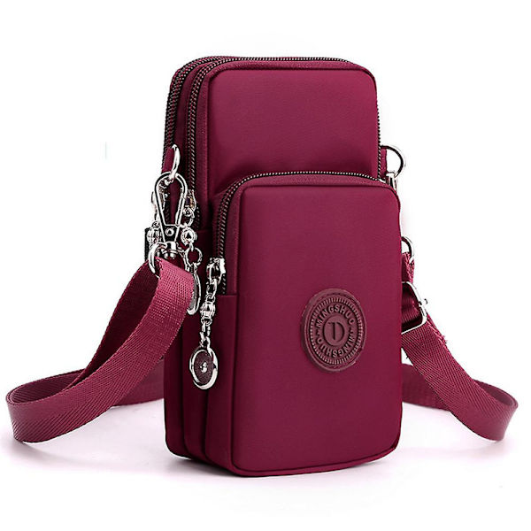 19 cm puhelimen laukut naisille ja miehille, crossbody, matkapuhelimen kotelo kuulokeliitännällä, pieni olkalaukku kolikkopussi lompakko lahjat DB Wine Red