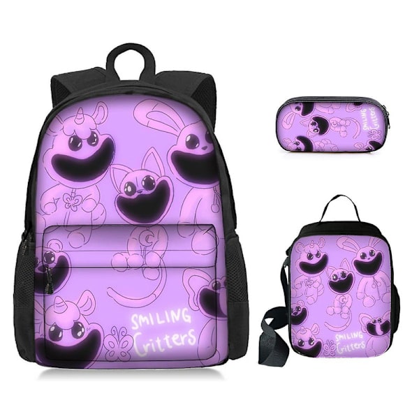 Poppy Playtime-kapittel 3 smilende skapninger student ryggsekk Tredelt ryggsekksett (ryggsekk + lunsjpose + pennal) - db Product 5