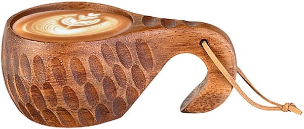 Träkaffemugg, handgjord campingvattenmugg, lätt träkaffemugg utomhusvattenbehållare, bärbar trädrickskopp för camping[DB] A