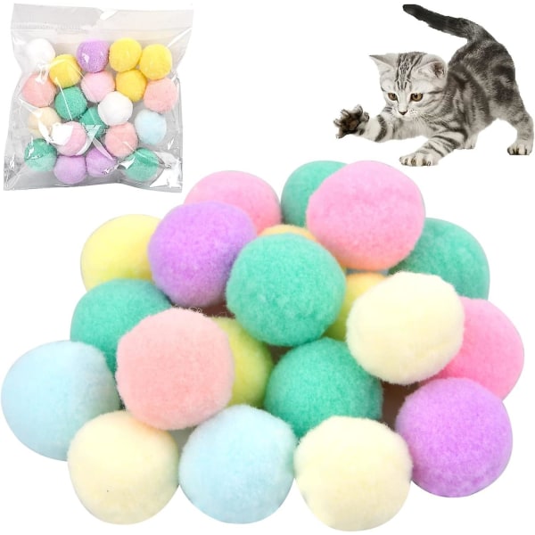 20 stycken leksaksbollar för katter, Pompom Cat Plyschboll Päls Katt Elastisk boll för katter [DB]