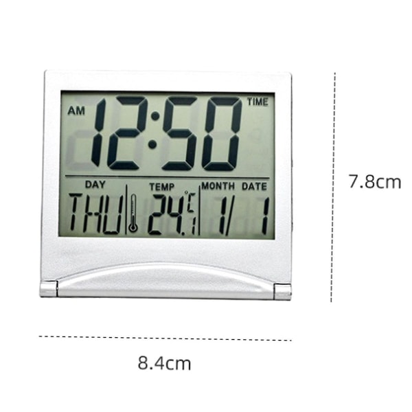 Digital Travel Alarm Clock - Foldable Calendar Temperature Timer Lcd Clock Weather Forecast Clock B