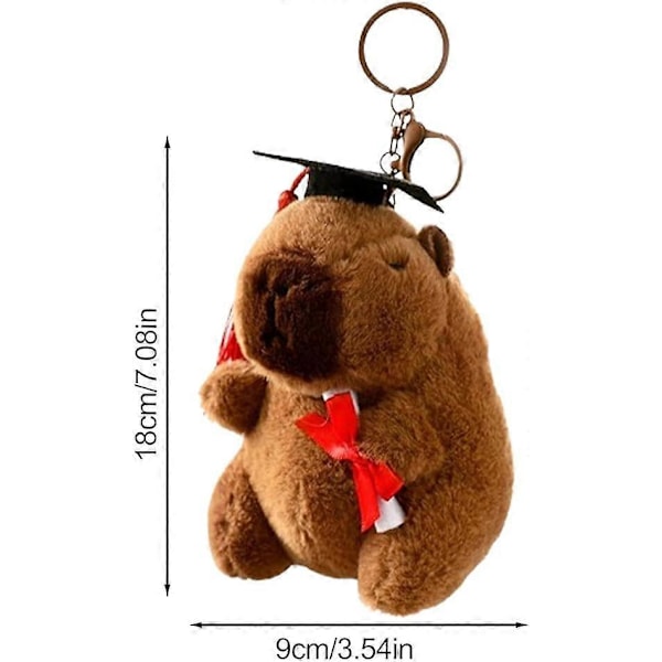 Studentmössa Capybara Plysch Hänge - Realistisk Capybara Gosedjur Nyckelring Hänge - Capybara Plysch Nyckelring för Examen [db]