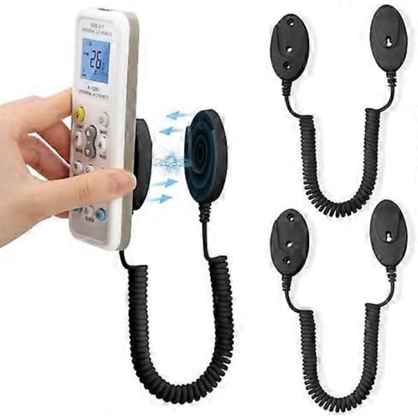 2-pack magnetiska fjärrkontrollhållare med spirallinor - Väggmontering, självhäftande, anti-förlust, säkra fjärrkontroller & små föremål [DB] Black 70 inch