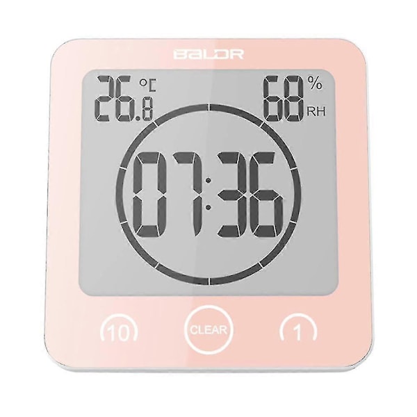 Badrumsklocka, Dusch Timer Alarm Digitala Klockor, badrum Vattentät Kökstimer Klockor Med Termometer Hygrometer För Dusch Matlagning M [DB] pink