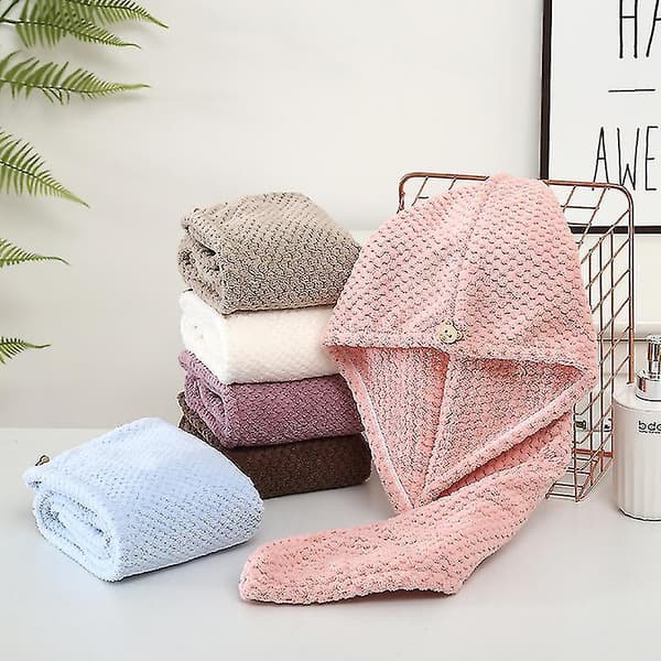 Mikrofiberhårhandduk, absorberande snabbtorkande hårinpackning för kvinnor - 2-pack
