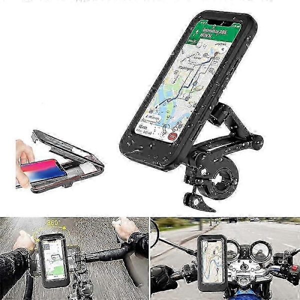 Universell Vanntett Sykkel Motorsykkel Telefonholder for Samsung iPhone Xiaomi Mobil Styrefeste Stativ 360 Justerbar Berøringsskjerm Deksel [DB]