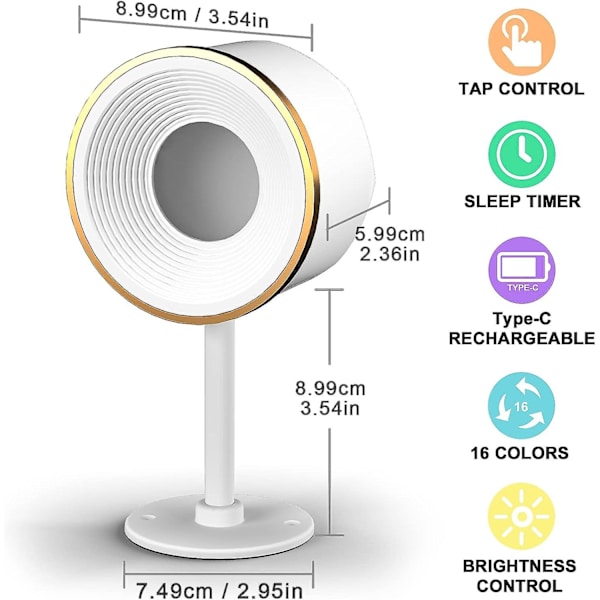 Vegglampe LED vegglampe med oppladbar batteridrift [DB] White