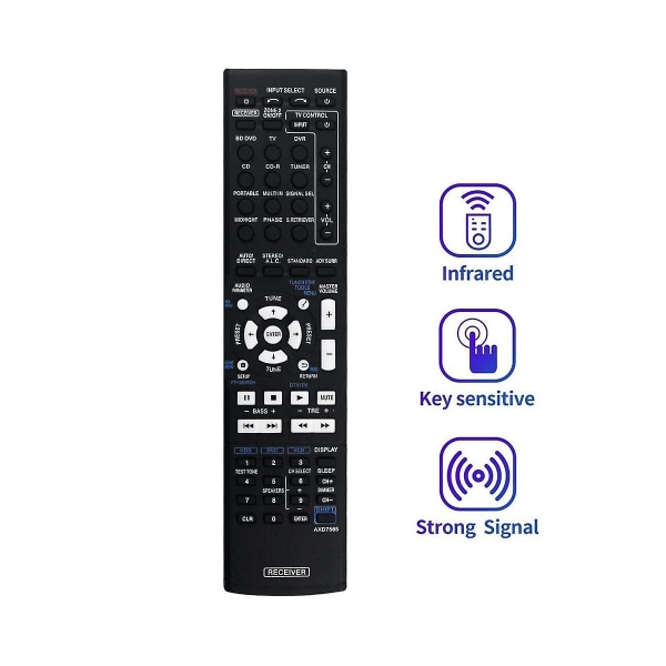 Axd7565 Erstat fjernbetjening til Pioneer Vsx-324-k Axd7565 Vsx-819h Vsx-828-s Vsx-921 Home Theater Audio Video Receiver System [DB] Black