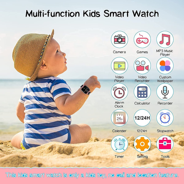 Smart Watch for Kids, Video 16 Game Music Player, HD-kamera 80MP Röstinspelning Larm Touch LCD-skärm