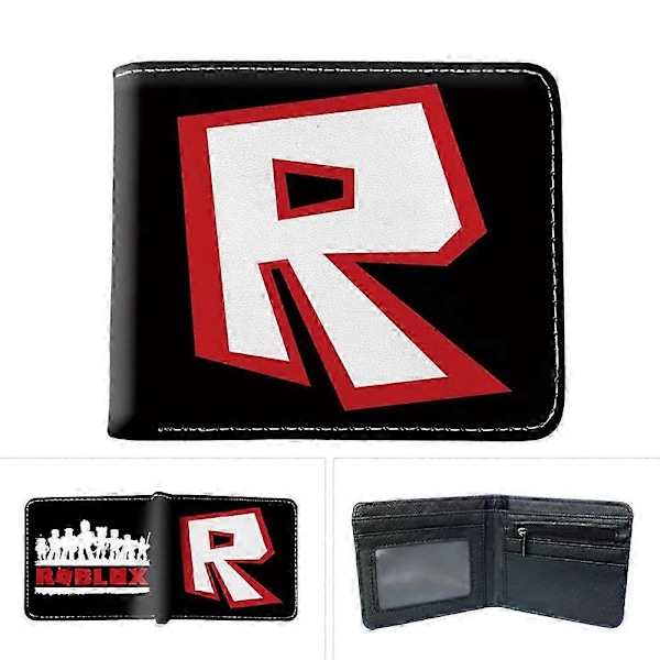 Roblox PU Lær Lommebok Barn Gutter Jenter Kort Bi-fold Lommebøker Kortholder Myntveske [DB] B