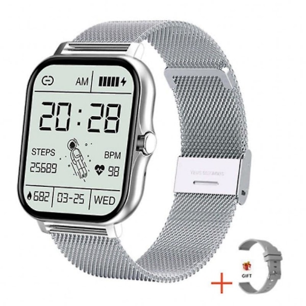 Julgåva Smartklocka för kvinnor, Samtal/blodtryck/100+ sporter Dam Smartwatch, Andningsfrekvens Hjärtfrekvens Blodsyre Sömn [db] silver