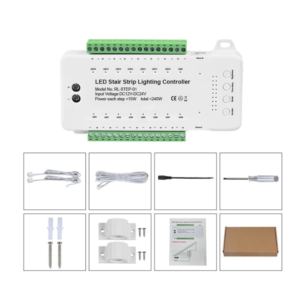 Led trappelyskontroller Dæmpbar stigebelysning Automatisk bevægelse Se [dB} 16 Channels