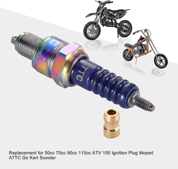 Blå A7TC högpresterande tändstift, ersättning för motorcykeltändstift för 50cc 70cc