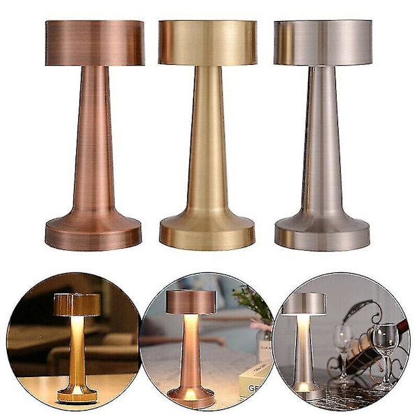 Laddbar LED-bordlampa med beröringskänslig sensor, skrivbordslampa, sovrum, restaurang, bar, inredning [DB] Bronze Dumbbell