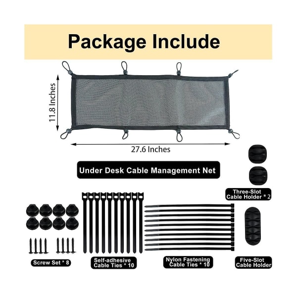 Cable Management Net Under Desk, Extra Cable Net, Flexible Privacy Mesh Cable Management Net, Under Desk Net [DB]