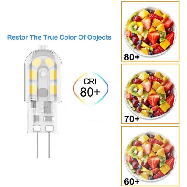 G4 2w LED-lampa, 20w, varmvit 3000k, 200lm, 12xsmd, 12v AC/DC - 10-pack [energiklass A+] [DB]