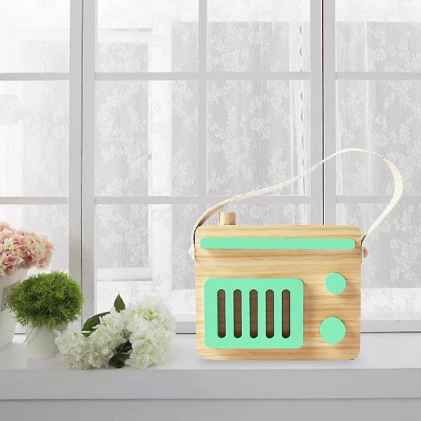 Baby-lelu puinen miniradiolelu oppiminen valokuva rekvisiitta huoneen sisustus pojille tytöille valkoinen Db green 17x14cm