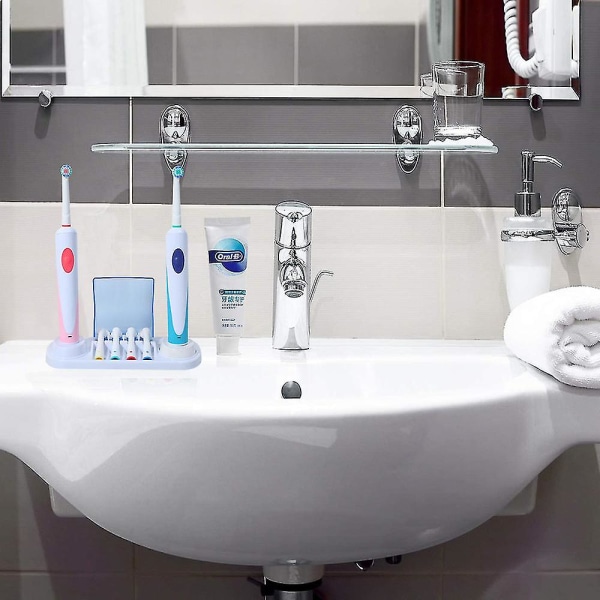 Elektrisk tandbørste Dobbeltstativ Tandbørstehoveder Holder til Opbevaringsboks til tandbørstehoved Kompatibel blå 2 stk.