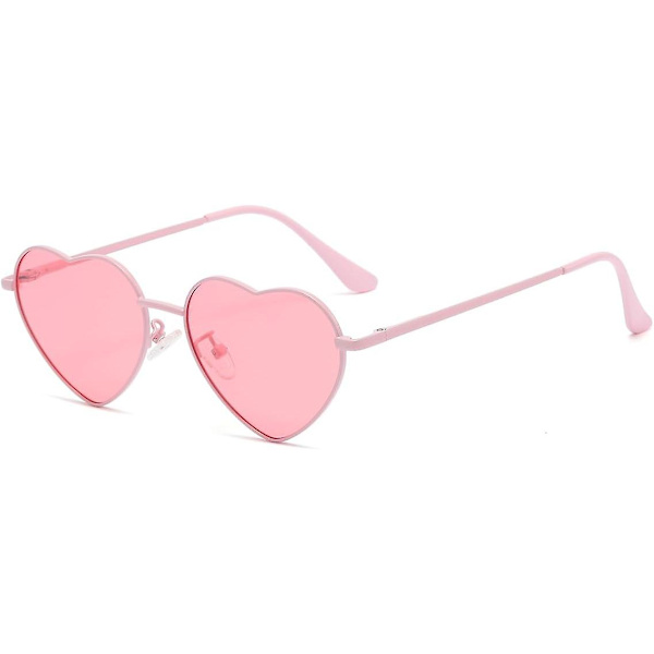 Polarisoidut sydänmuotoiset aurinkolasit naisille, tyylikäs ja kaunis metallikehyksinen malli, UV400-suojaavat linssit {Db} All Pink Clear Pink