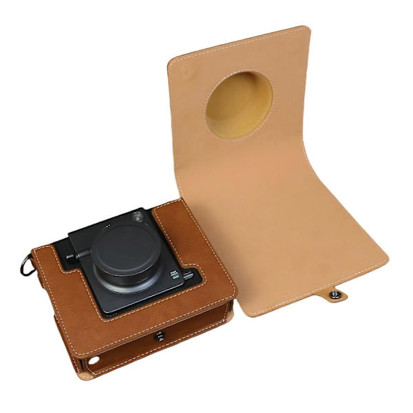 För Fujifilm Instax Wide Evo Kameraväska Portabelt PU Läder Skyddsfodral med Axelrem [DB] Multicolor Brown