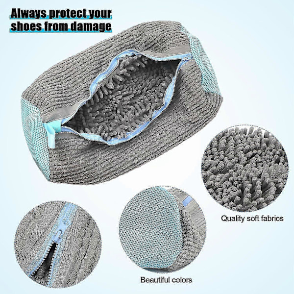 2 kpl kenkien pesupussi pesukoneeseen, pyykkipussi pesukoneeseen ja kuivausrumpuun (harmaa) [DB] Grey - 2pcs