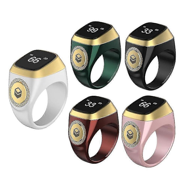 Smart Tasbih Teller Ring for Muslimer Digital Tasbeeh 5 Bønnetider Tasbih Ring (svart) db