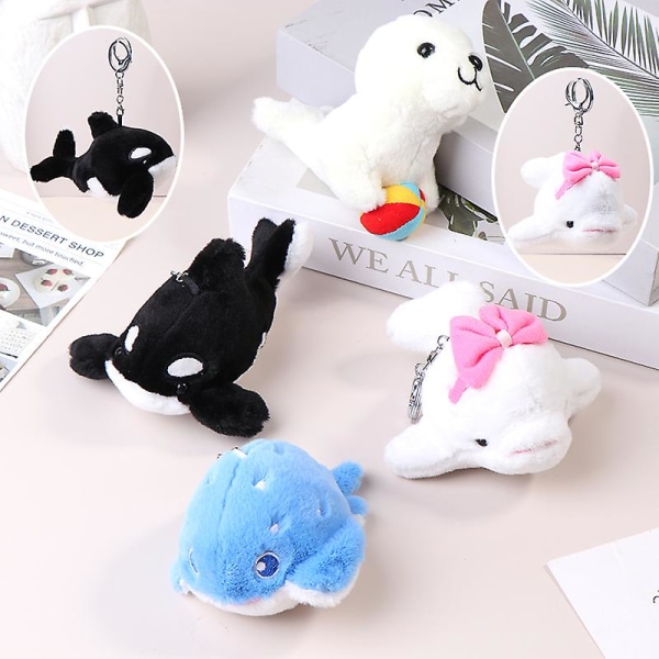 DB Marine Animal Series Keychain Plush Doll Whale Keyring Backpack Charms Decor Toy