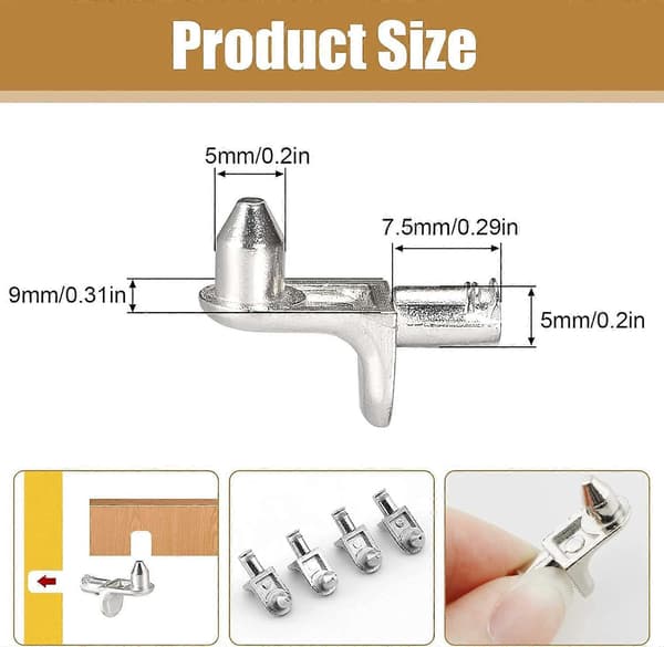 Hyllstöd, 30 stycken hyllstift, 5 mm L-format stöd för skåp, möbler, hyllkonsoler[DB]