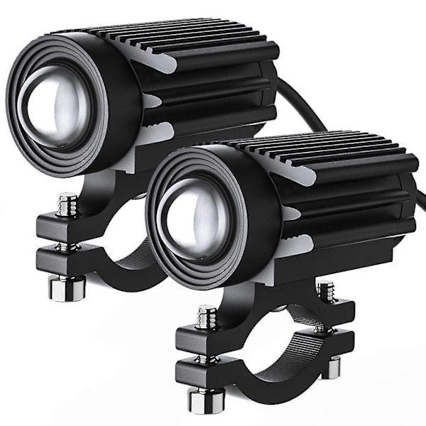 2st Motorcykel LED Extraljus 12000lm Trefärgad Mini Strålkastare Dimljus 60w 6000k [DB]